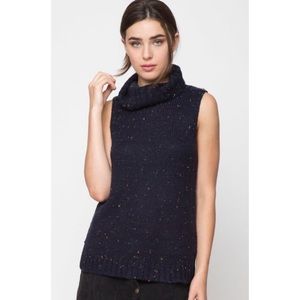 Navy Sleeveless Turtleneck Sweater